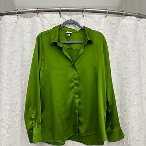 a new day Bright Green Satin Blouse
